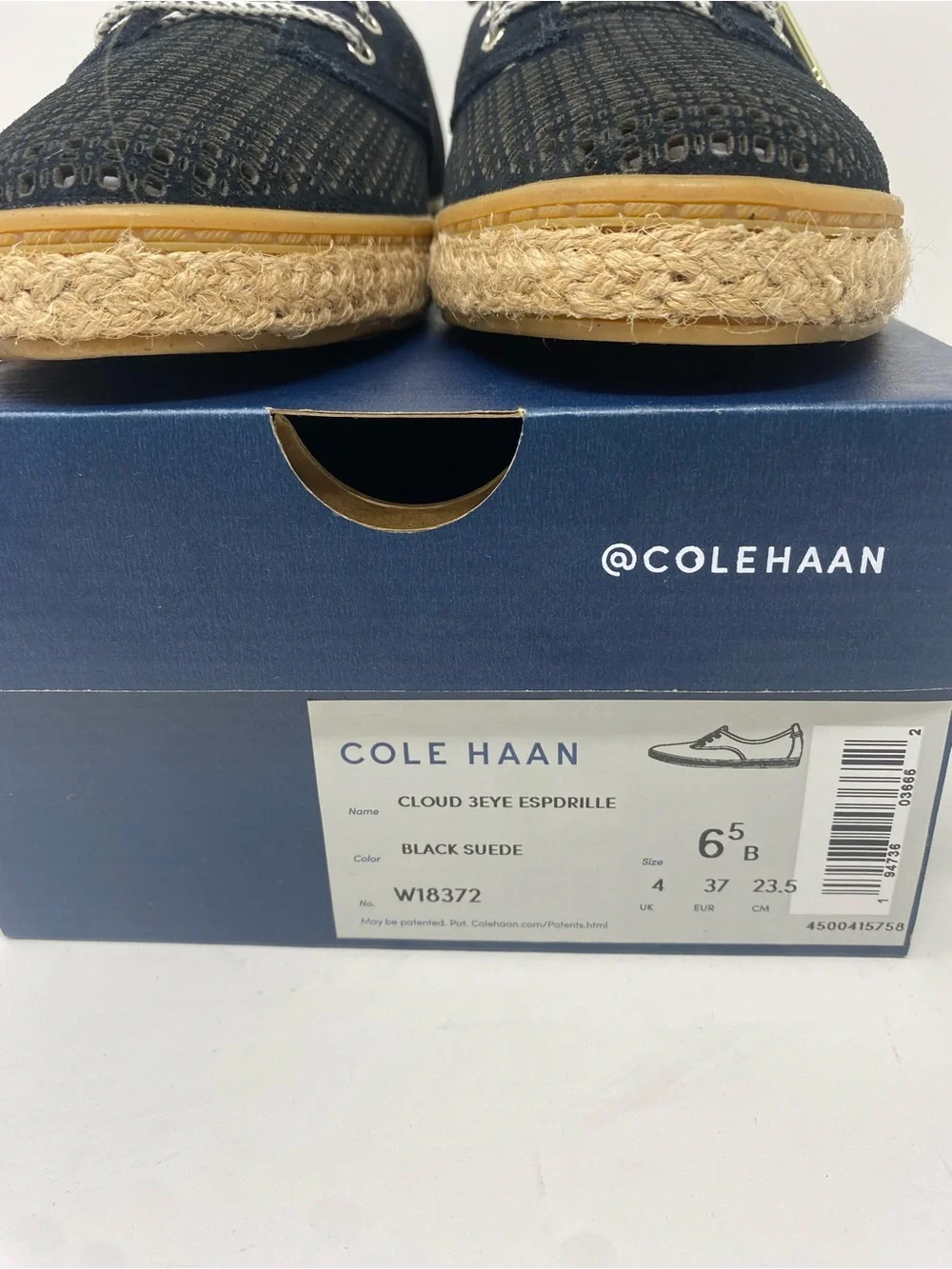 Cole Haan Black Woven Lace-Up Espadrille with Tan Soles